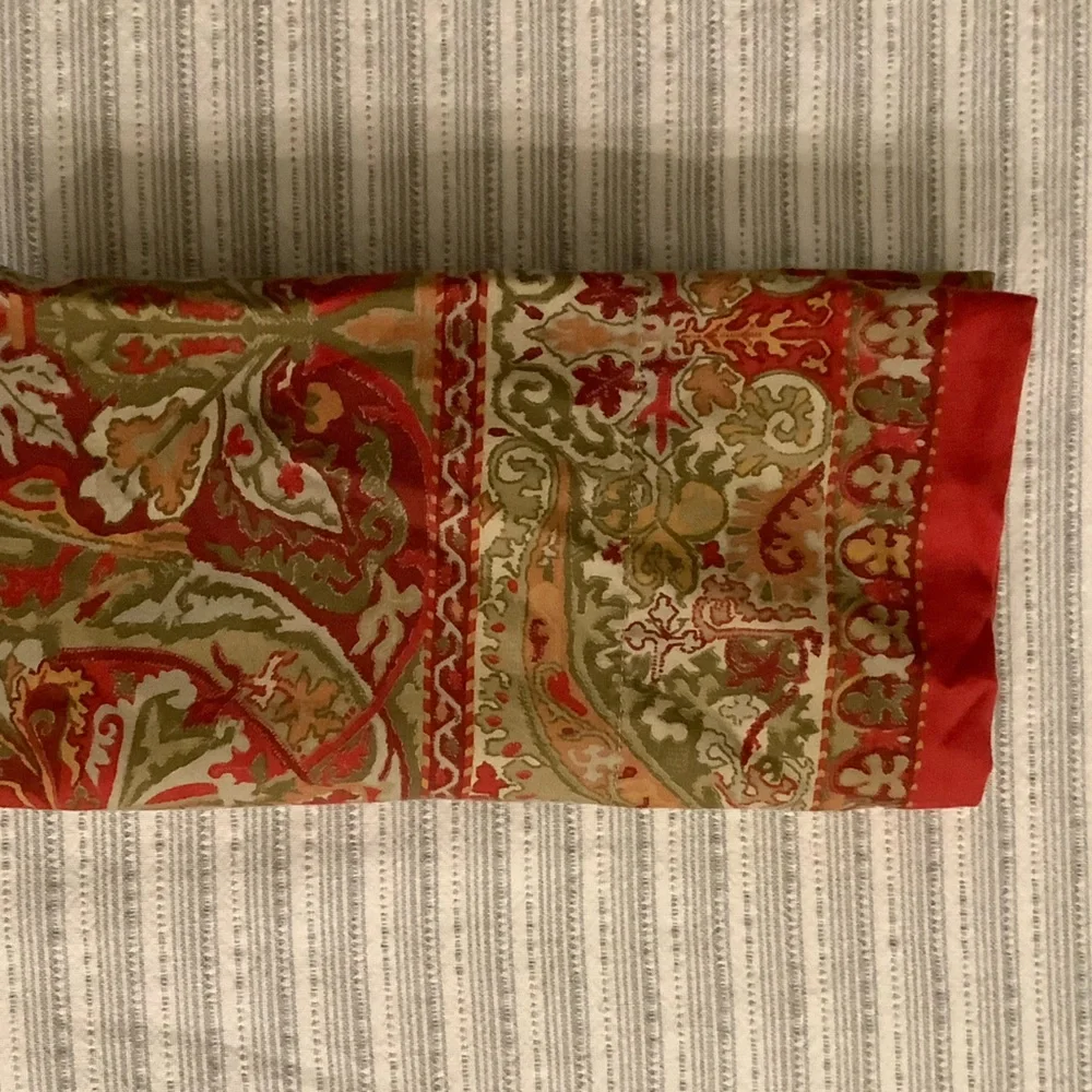 Ralph Lauren Blue Label Red and Olive Paisley Pillowcase